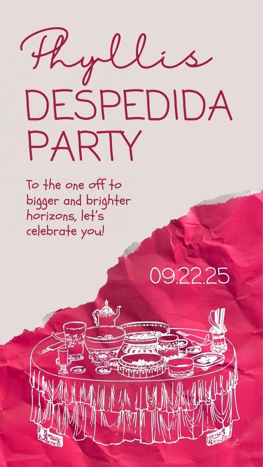 Red Illustrative Playful Organic Farewell  Invitation Instagram Story