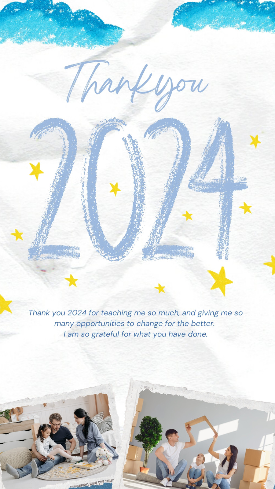 Blue Sky & White Cute Playful Thank You 2024 Instagram Story