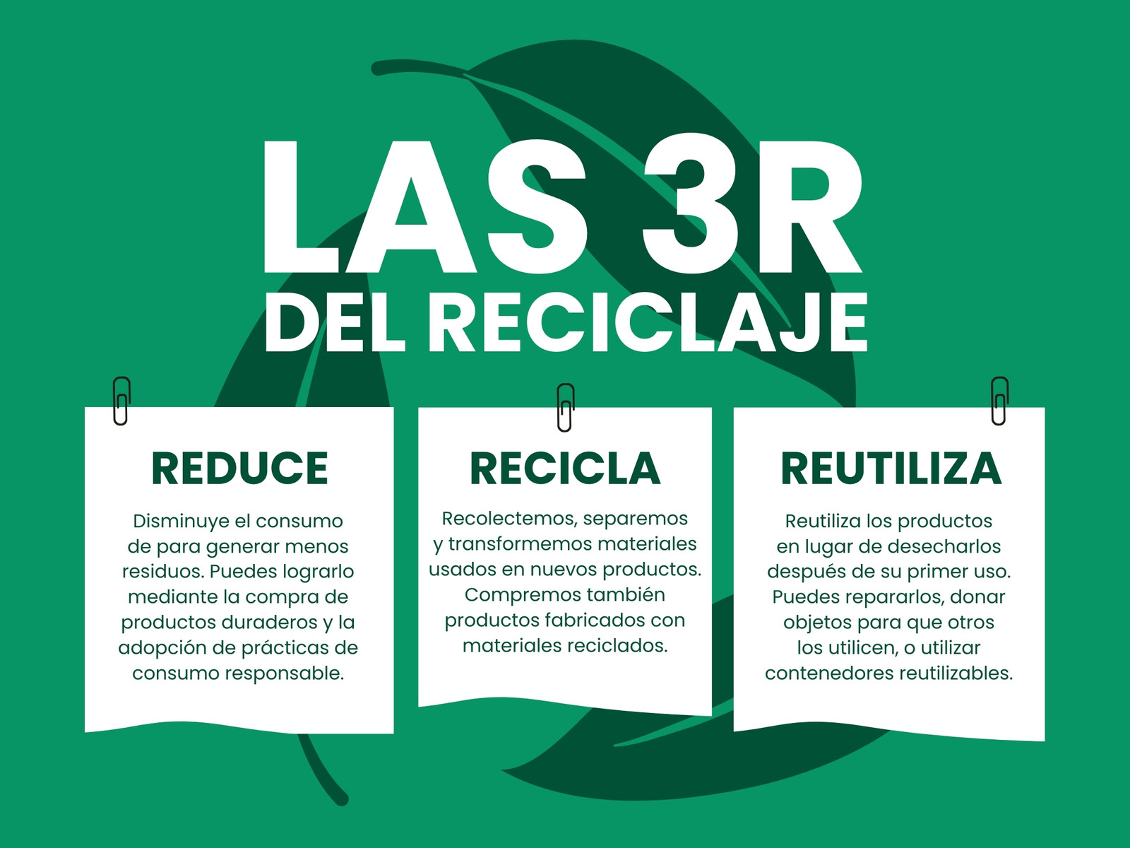 Gráfica de las 3R del reciclaje ilustrativo verde
