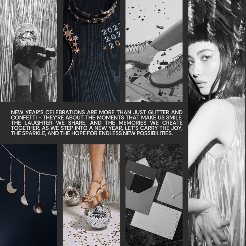 Free Black White Modern New Year Party Event Photo Collage Instagram Post Canva template
