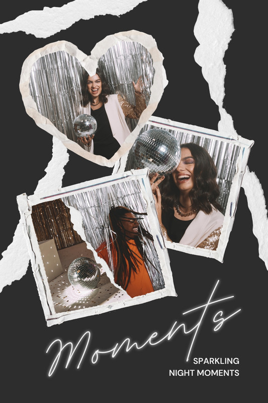 Free Black White Retro Nostalgia Party Photo Collage Pinterest Pin Canva template