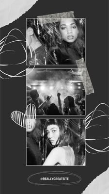 Free Black White Modern Night Party Video Photo Collage Instagram Story Canva template