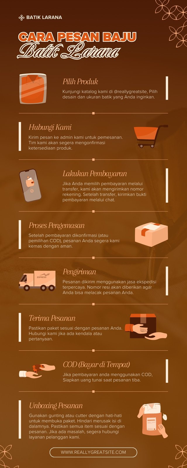 Infografis Cara Pesan Baju Modern Simple Cokelat