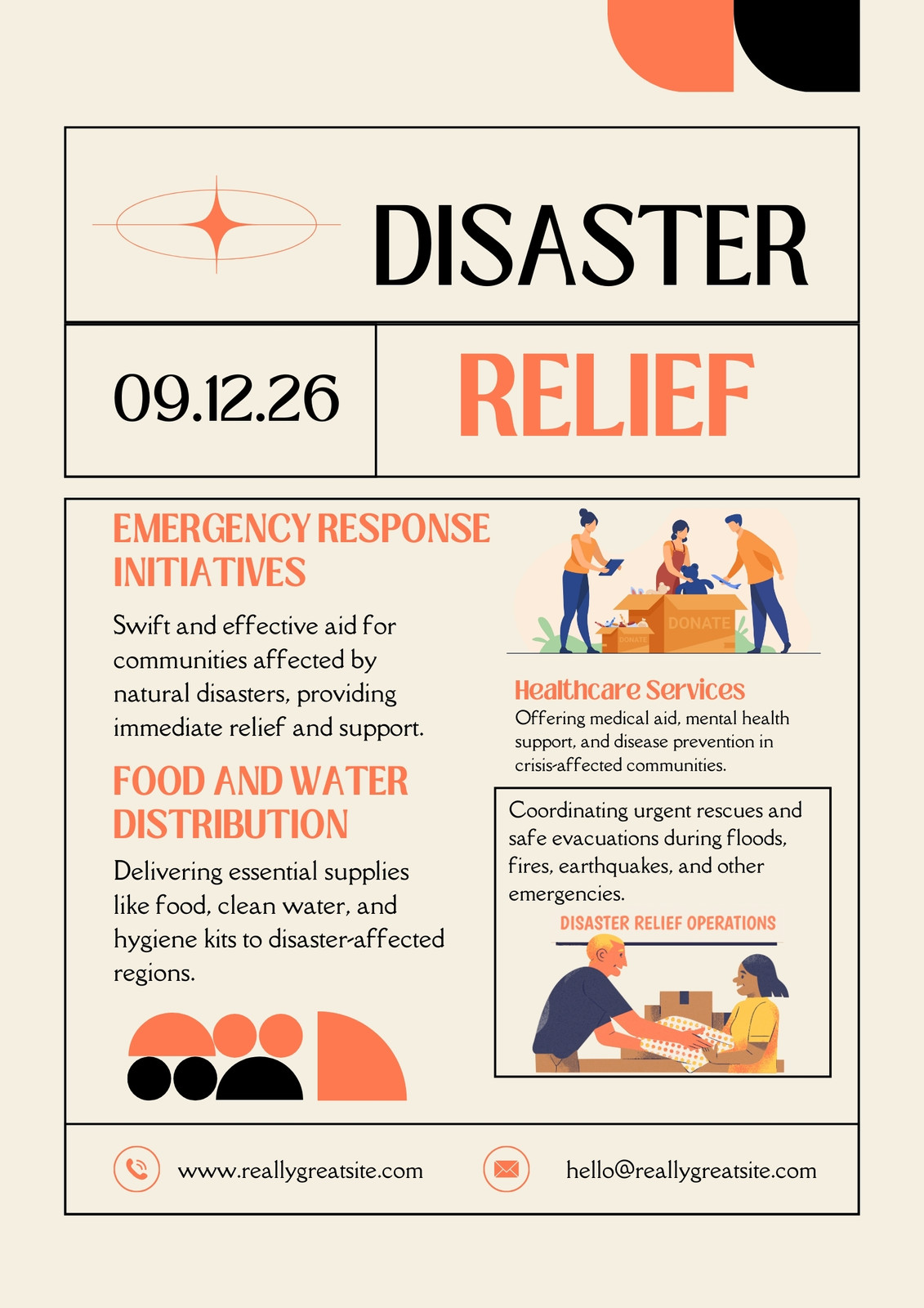 Beige and Orange Modern Illustrative Emergency Response A4