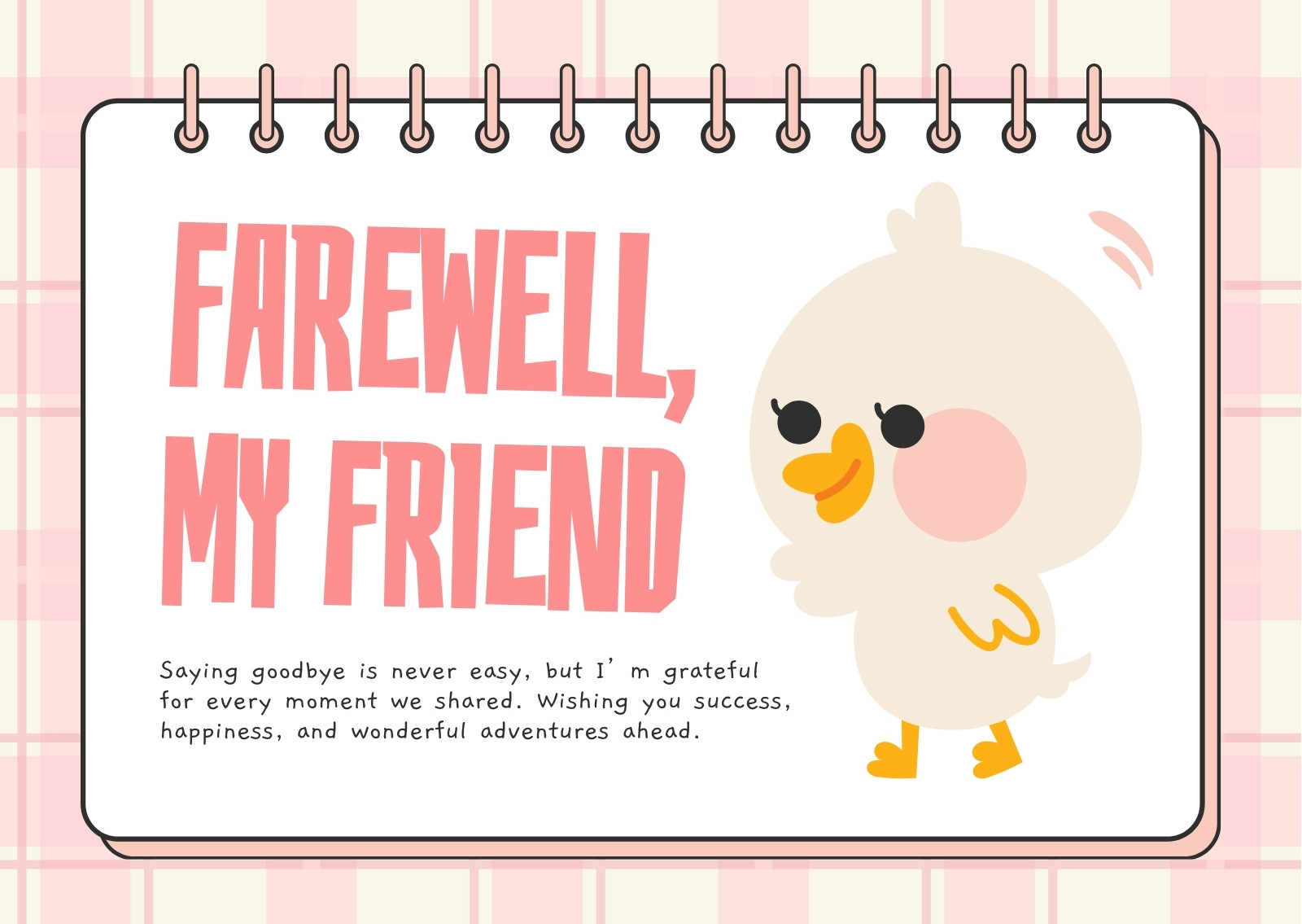 Pink White and Yellow Playful Farewell Card