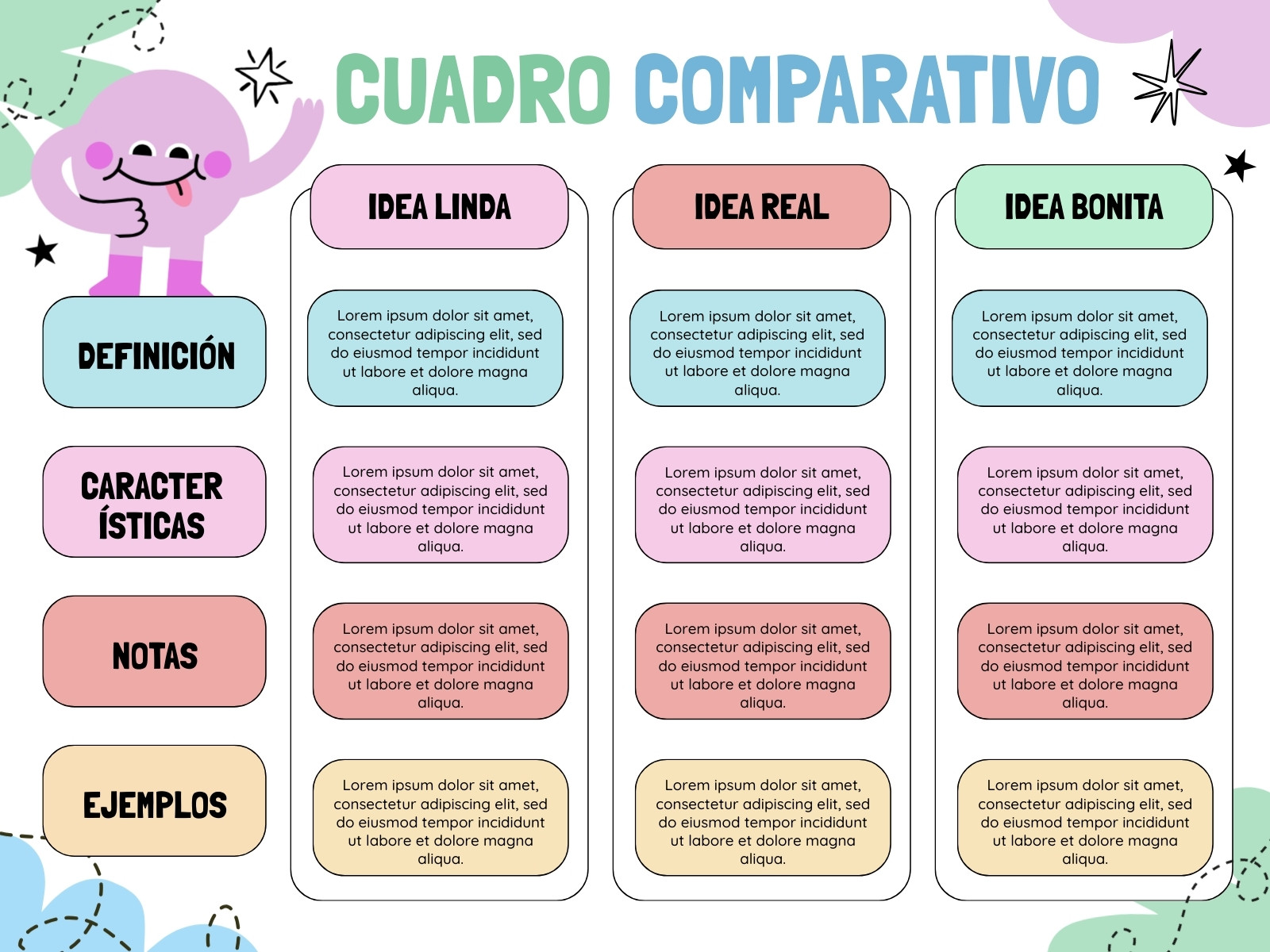 Gráfica Cuadro Comparativo Ilustrativo Colorido