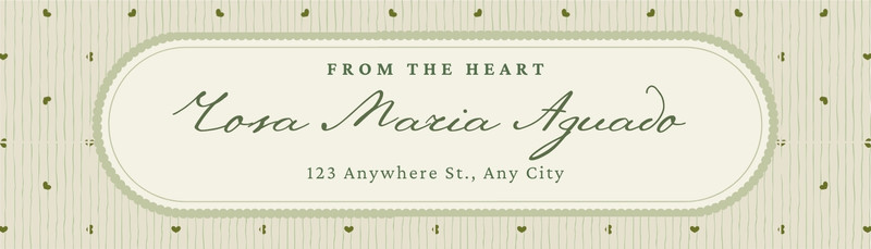 Elegant Personal Name Mailing Label Canva template, cream and green