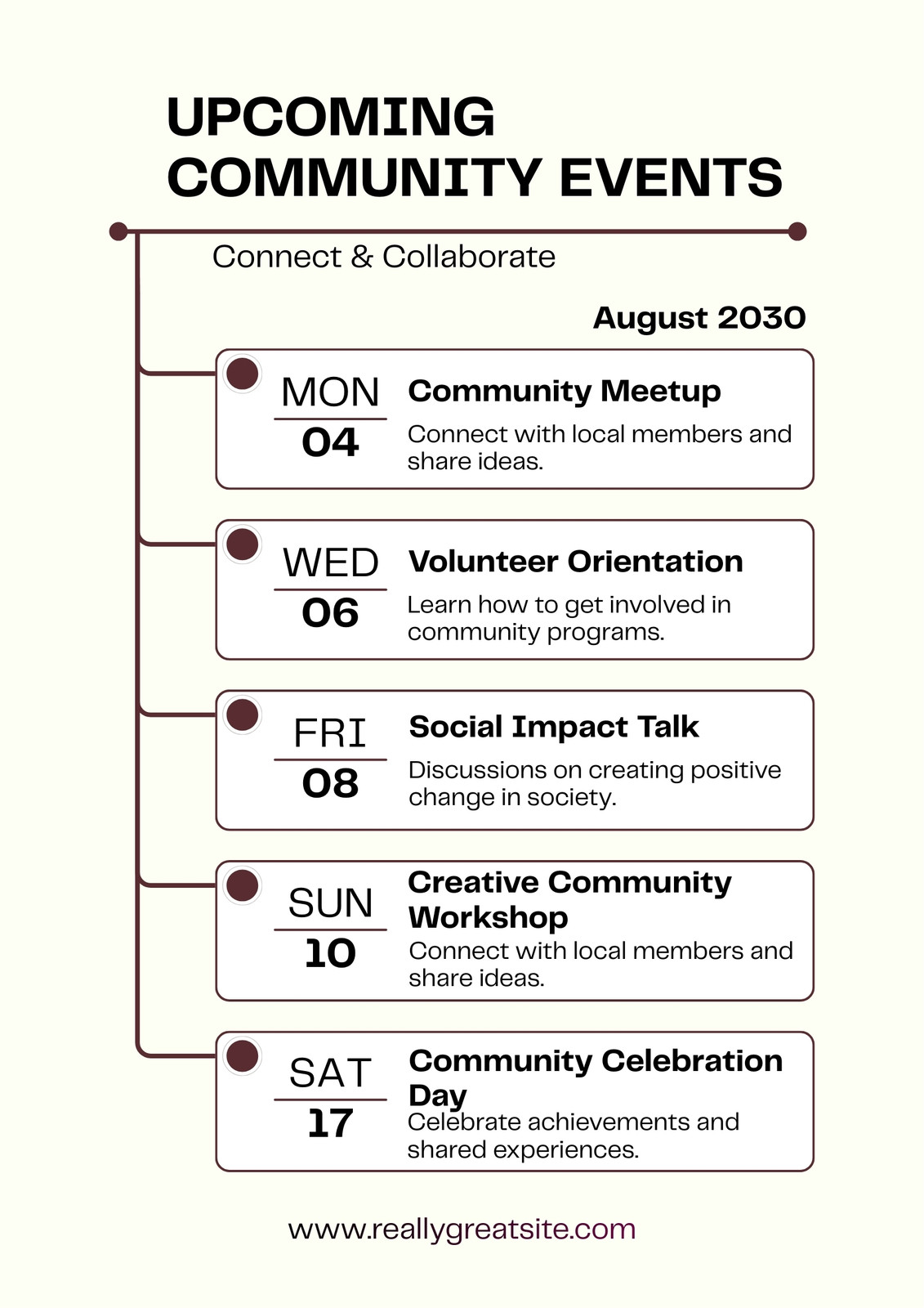 White and Maroon Minimalist Community Events Poster