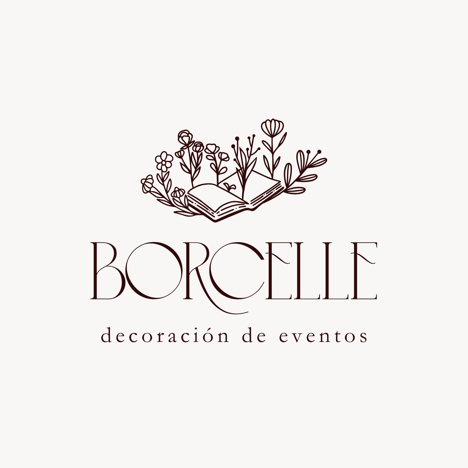 Logo Decoración Eventos Floral Minimalista Bordo y Blanco