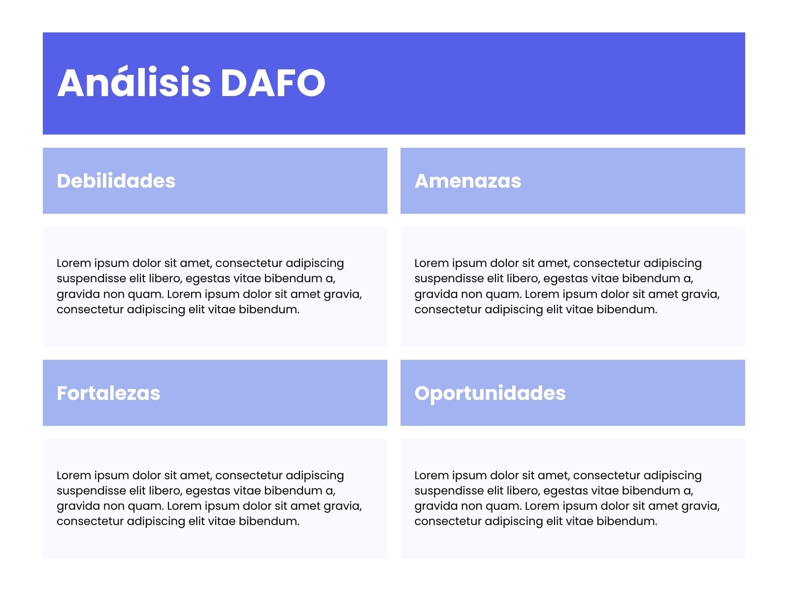 Gráfico Tabla Análisis DAFO Corporativo Moderno Azul