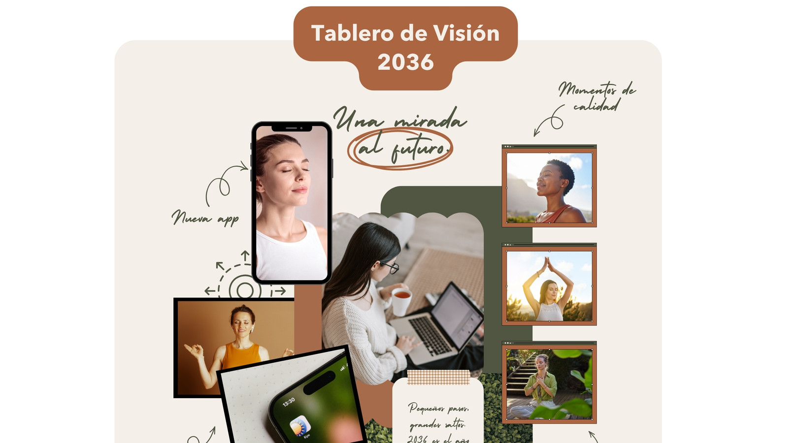 Pizarra Online Tablero de Visión Estilo Moderno Visionario Marrón, Beige y Verde