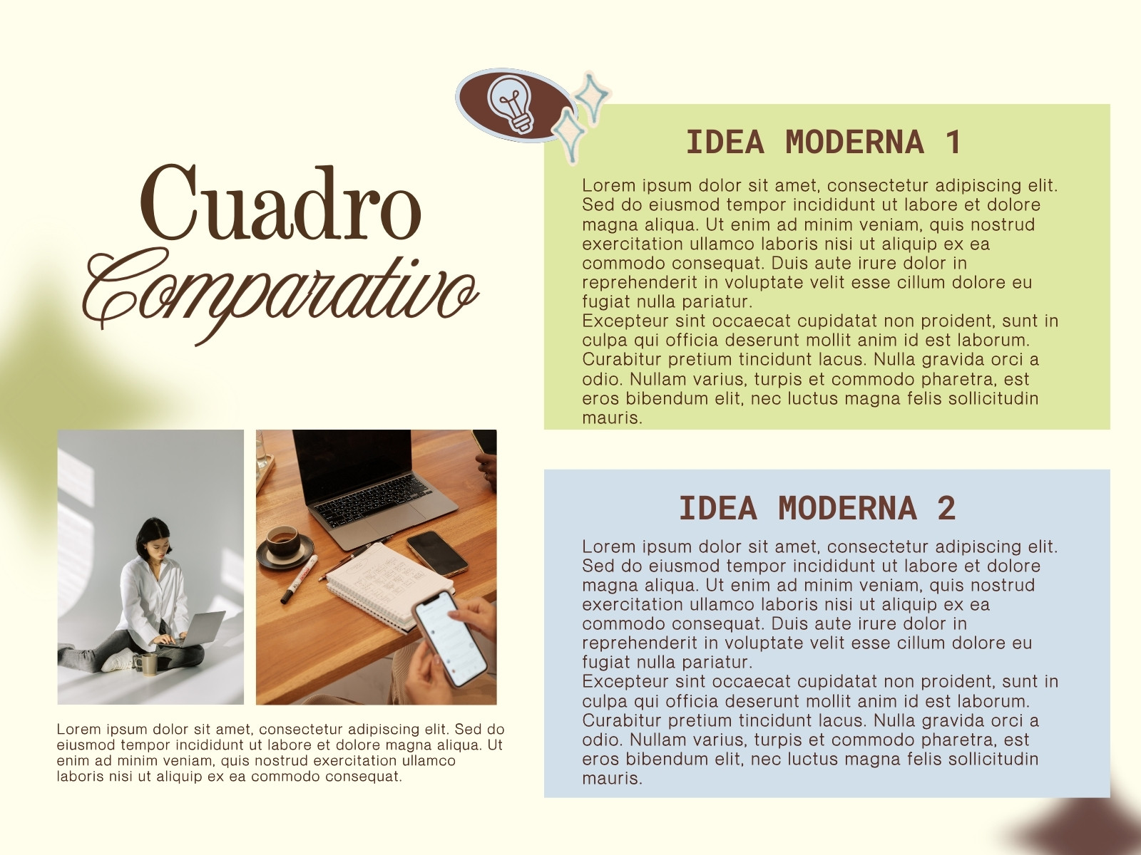 Gráfica Cuadro Comparativo Minimalista Moderno Verde Azul Beige