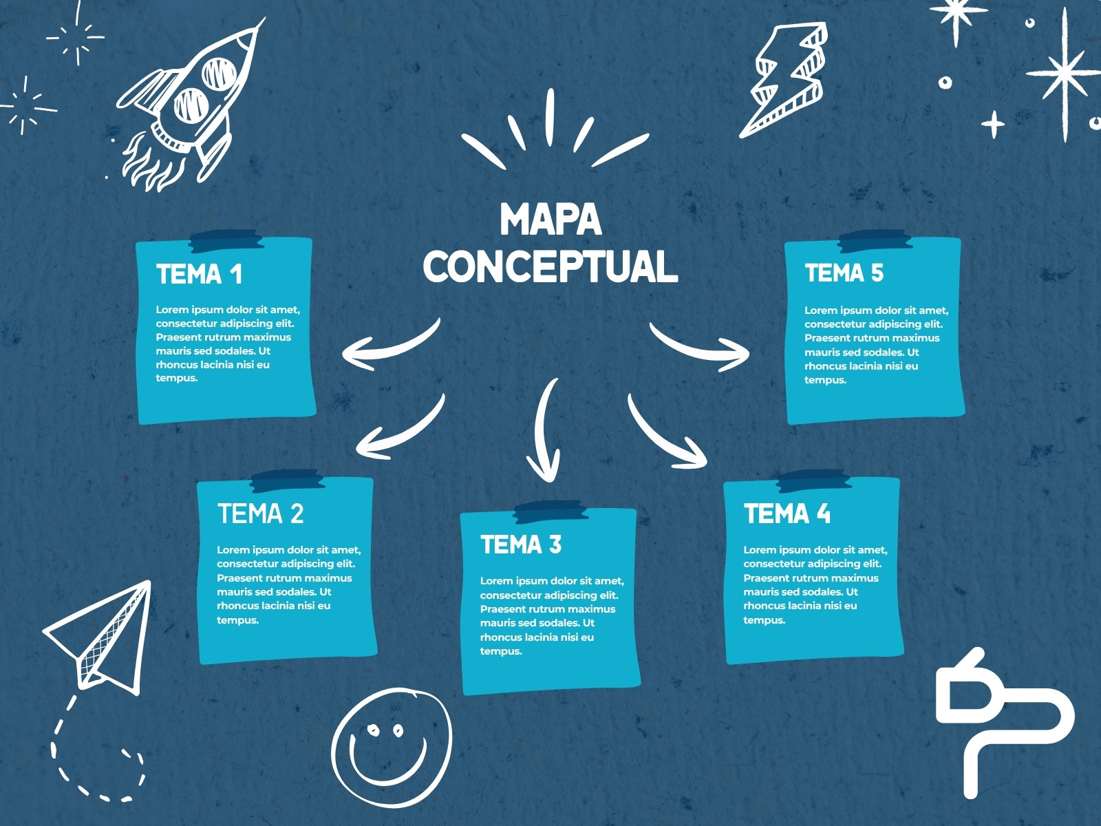 Gráfica Mapa conceptual Ilustrado Azul y blanco