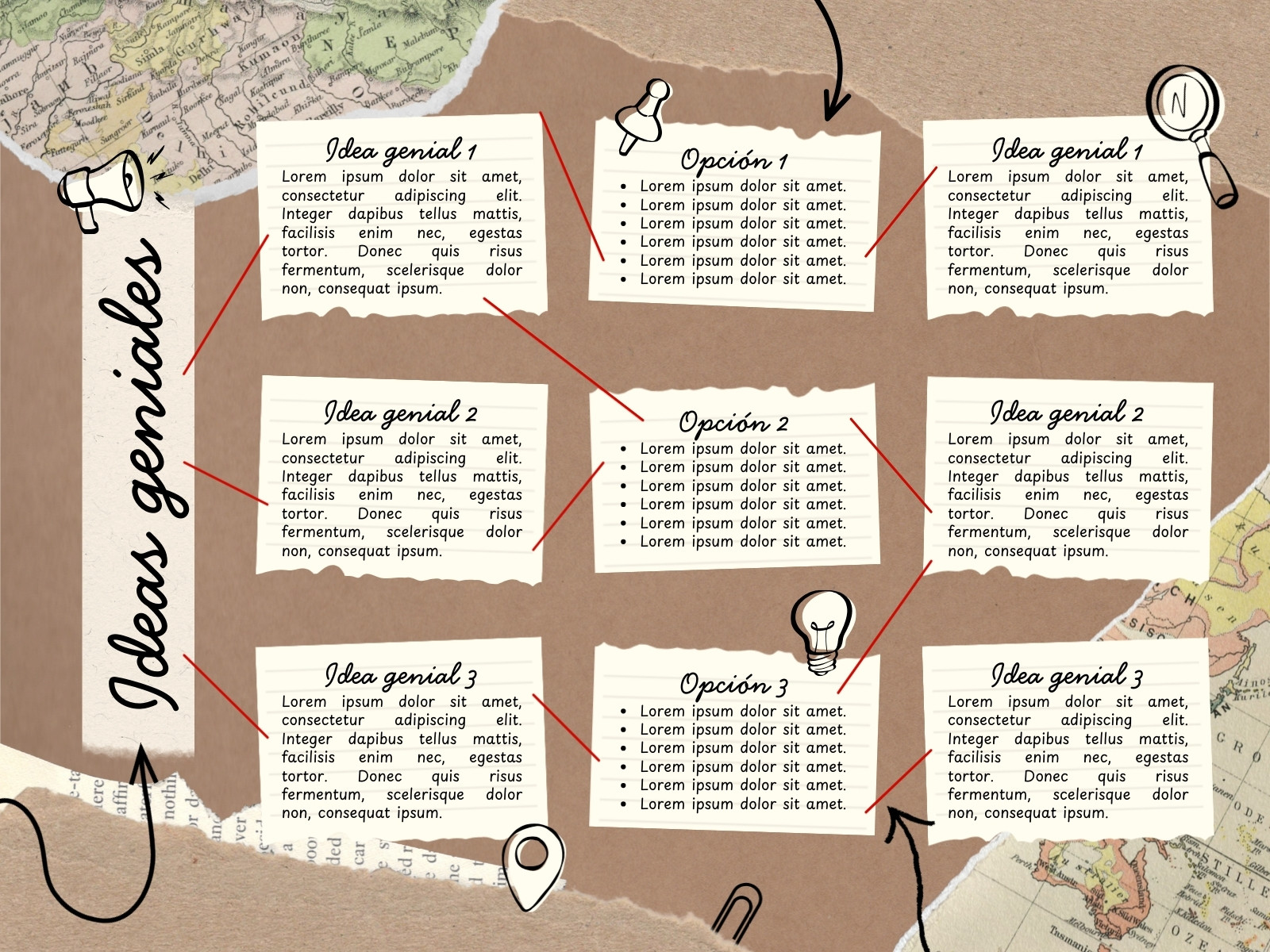Gráfico mapa conceptual creativo recortes scrapbook cafe