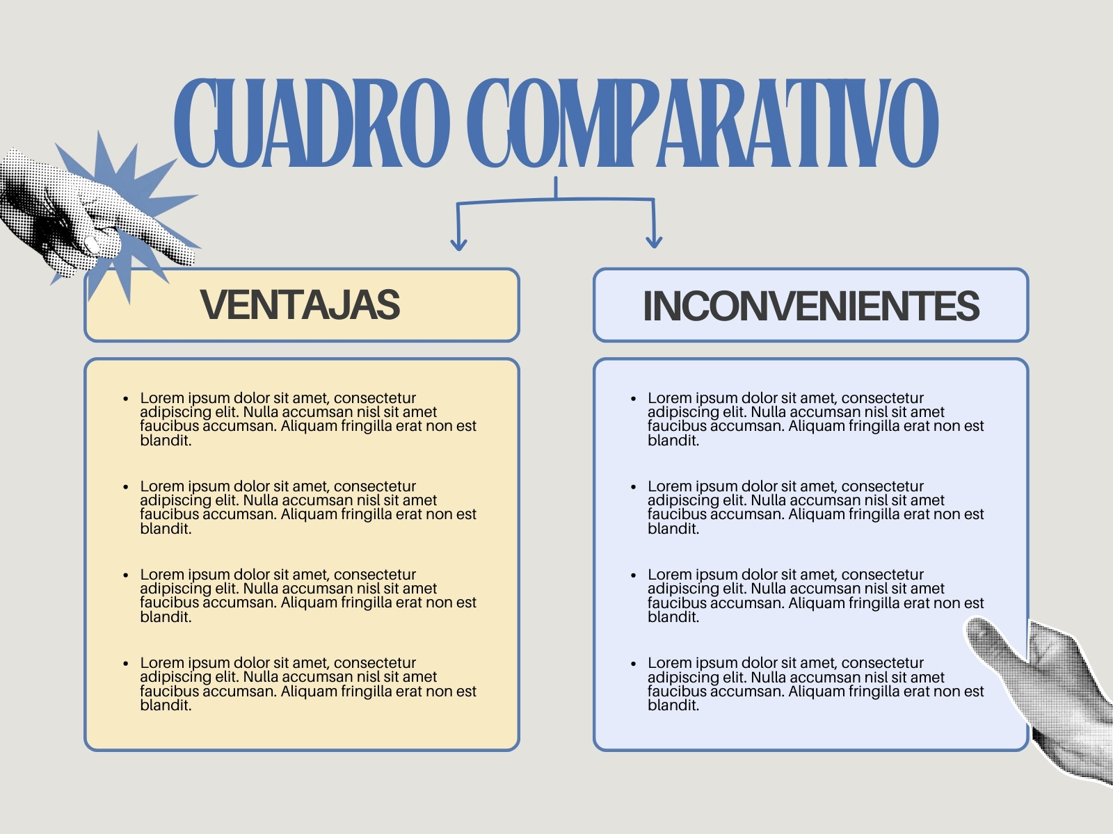Gráfico Cuadro Comparativo Moderno Sencillo Punteado Gris Azul Amarillo
