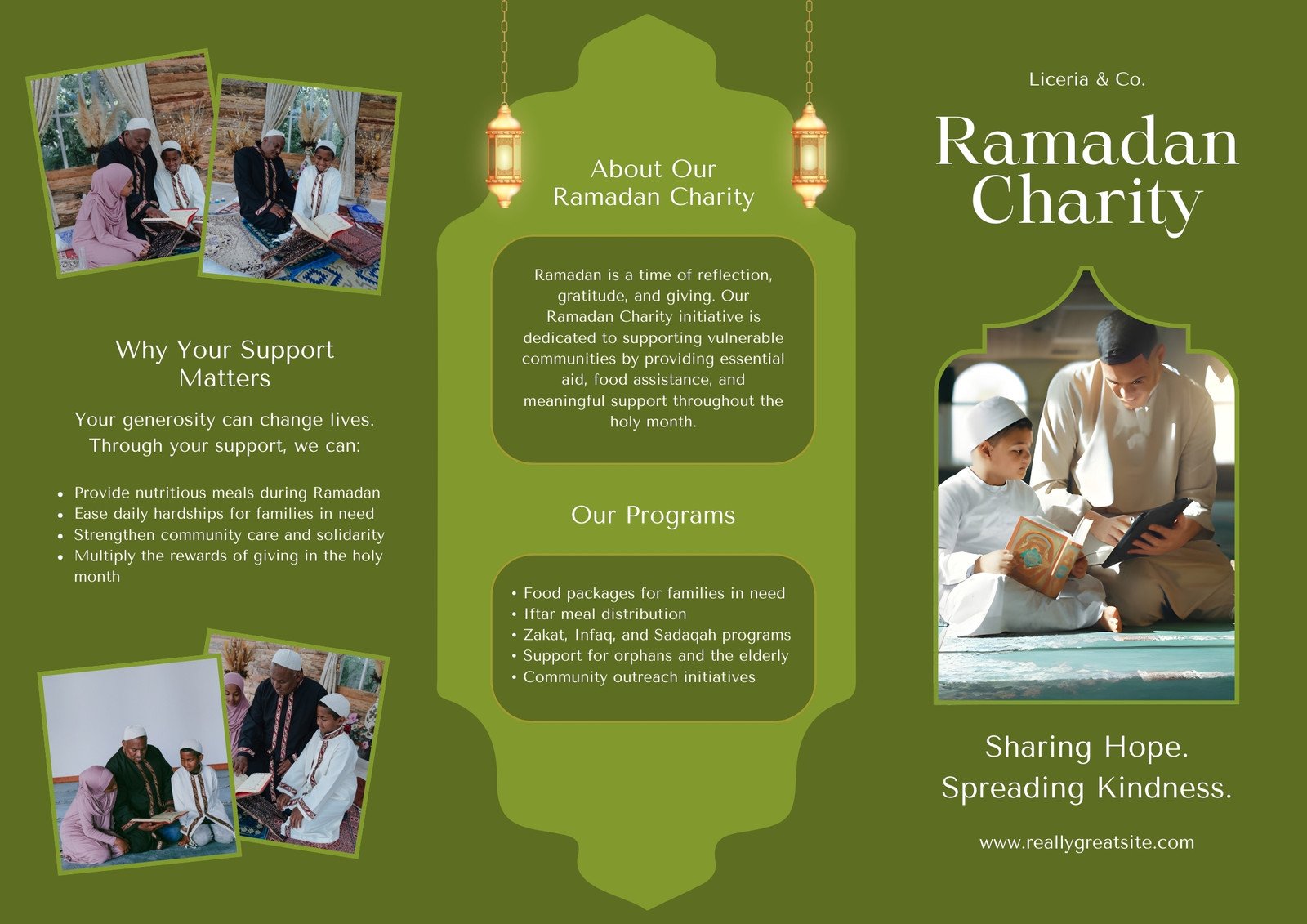 Green Modern Ramadan Charity Trifold Brochure