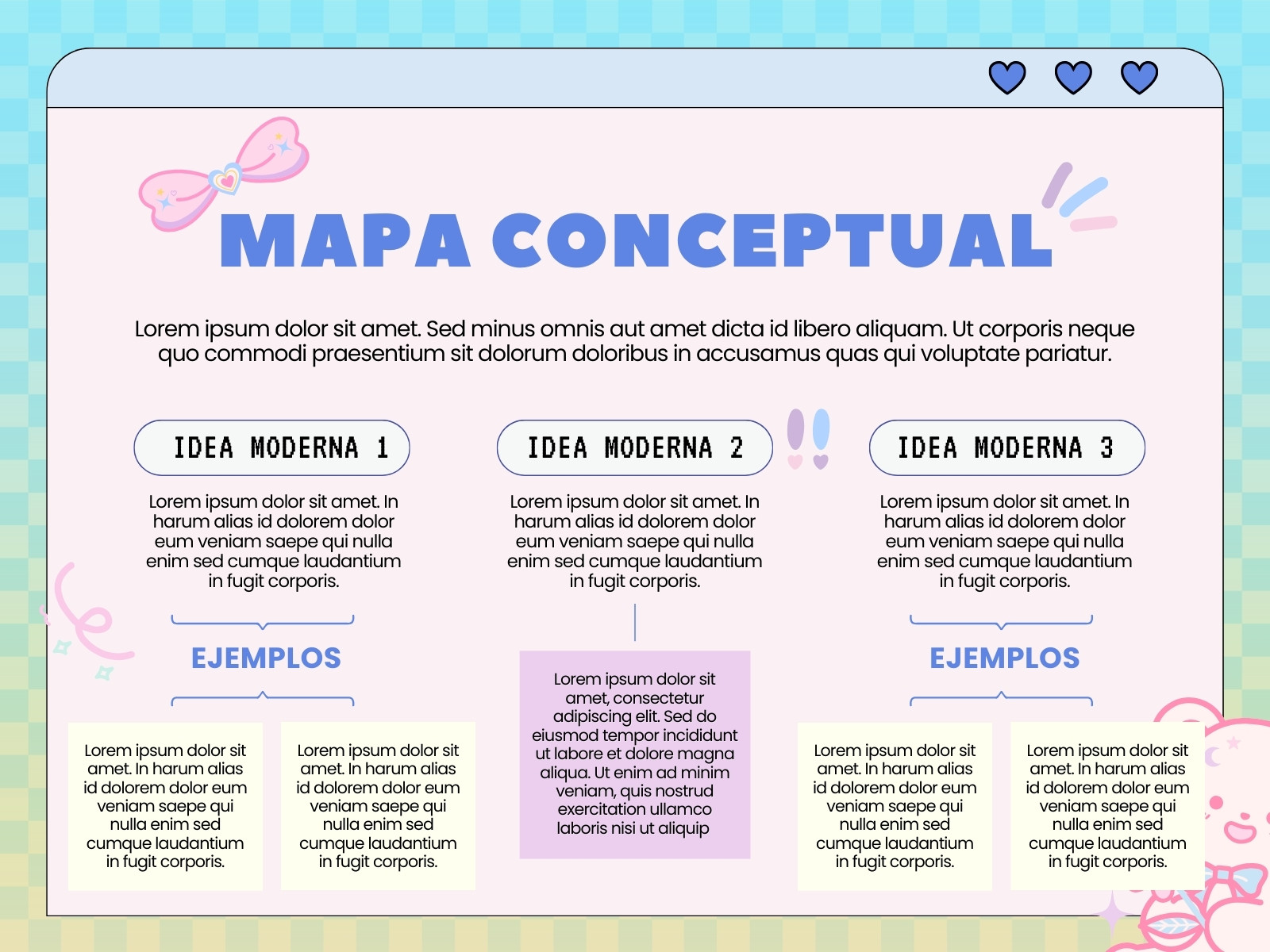 Gráfica Mapa Conceptual Ilustrado Juguetón Rosa Azul Amarillo