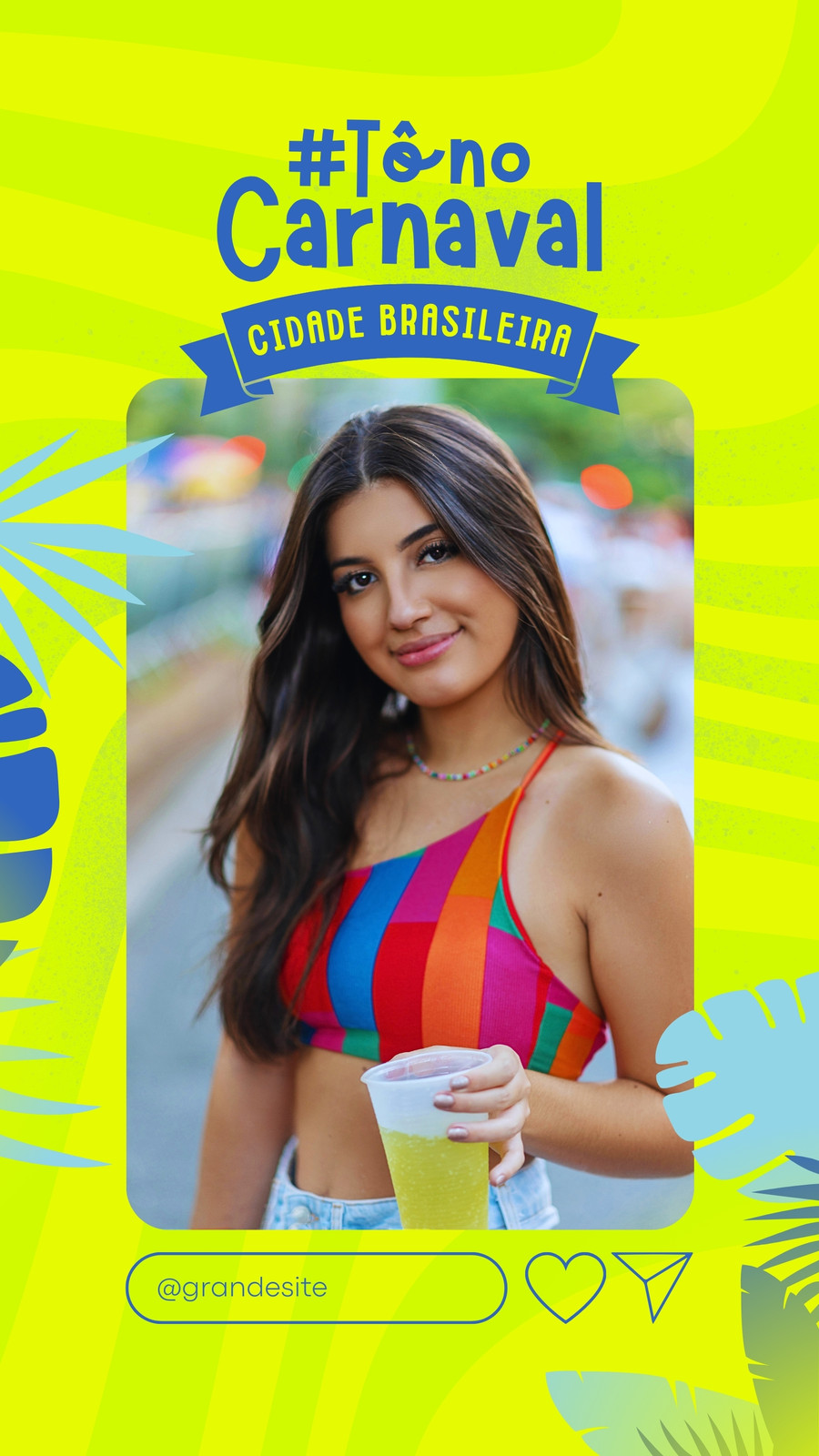 Story para Instagram Estou no carnaval divertido colorido
