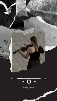 Free Black and White Dark Aesthetic Dreamy Music Photo Collage Instagram Story Video Canva template