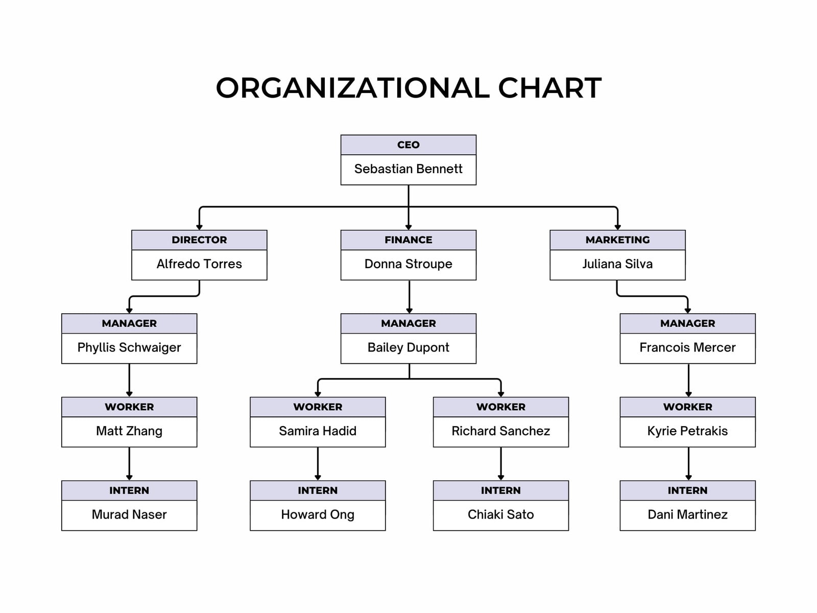 Black Simple Minimalist Organizational Chart