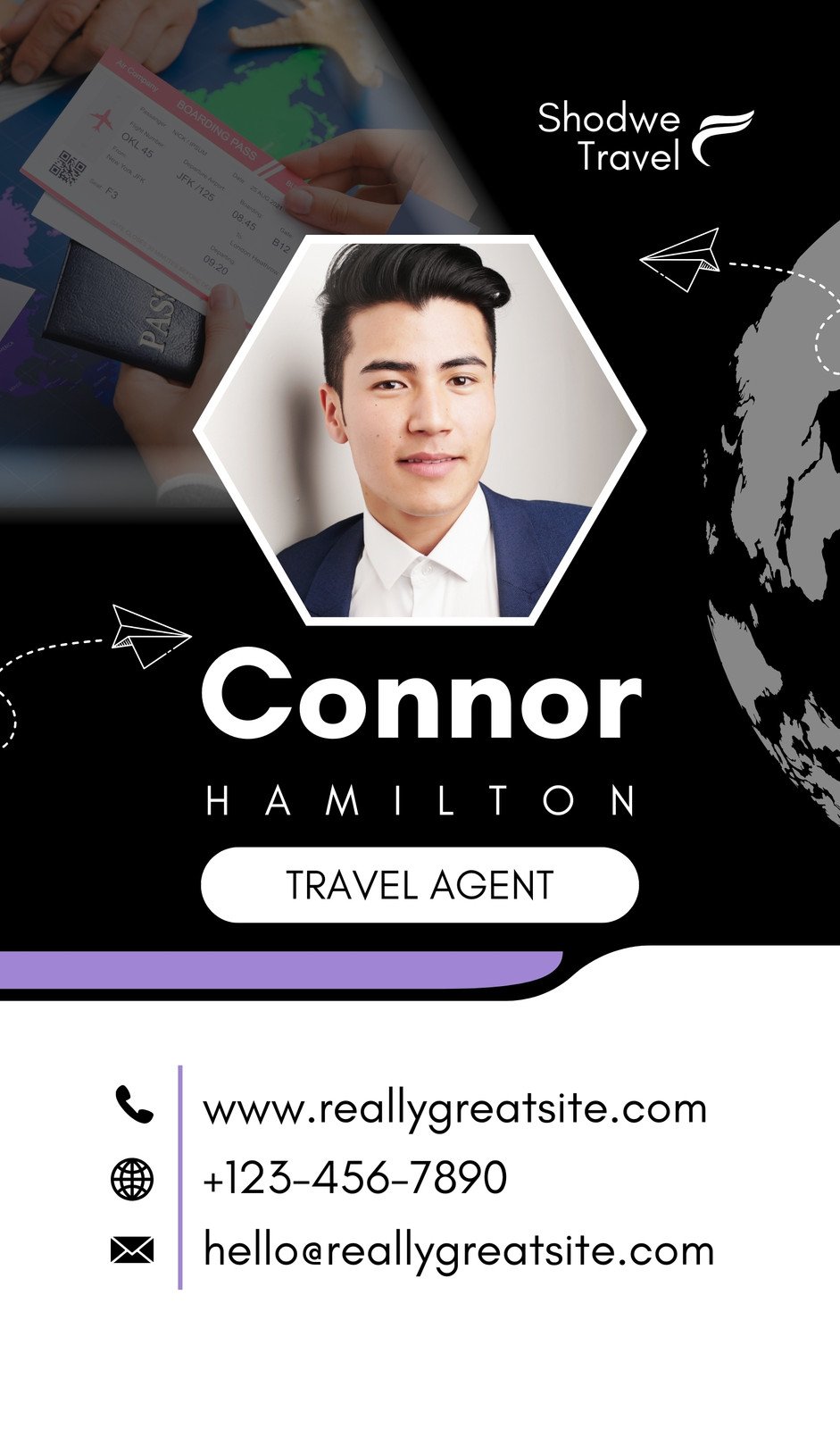 Blue and White Modern Travel Agent Business Card