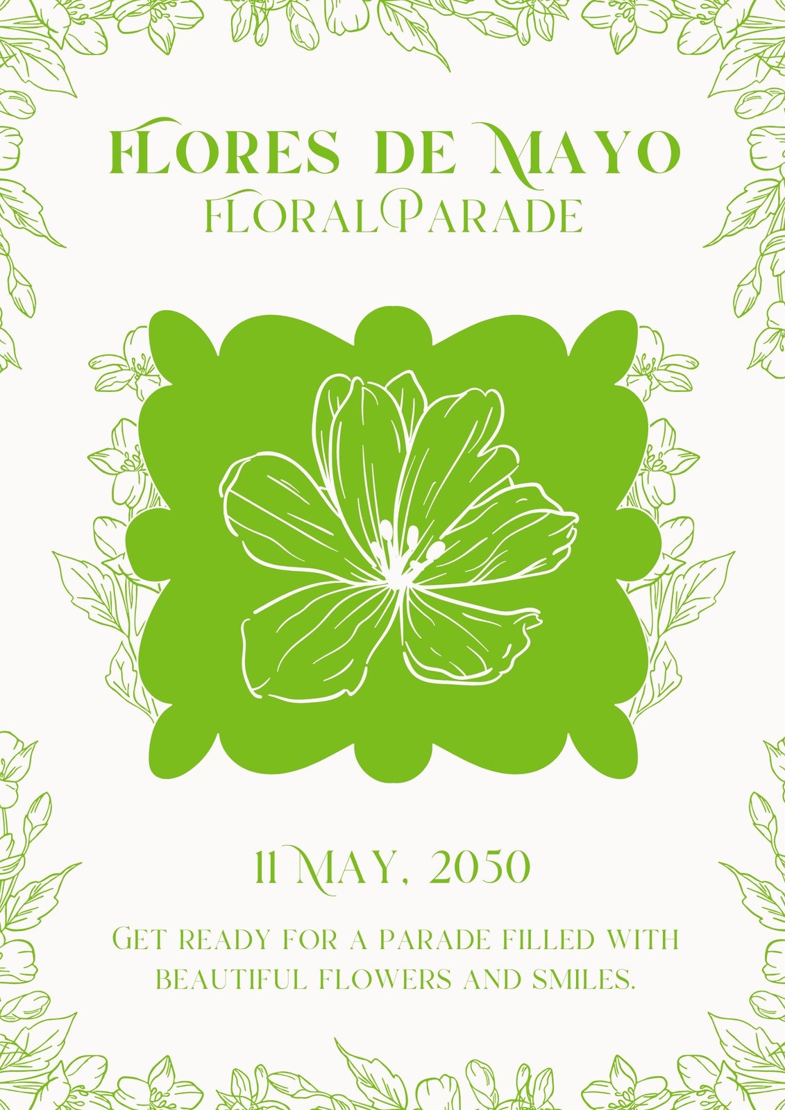 Green and White Simple Flores De Mayo Poster