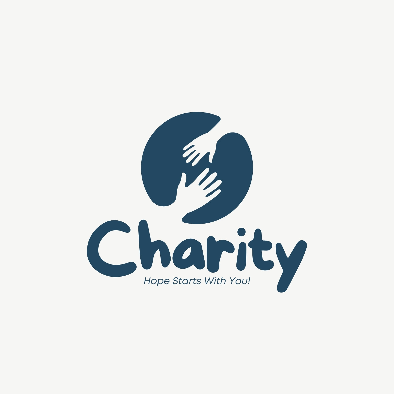 Dark Blue Flat Illustrative Charity Foundation Logo