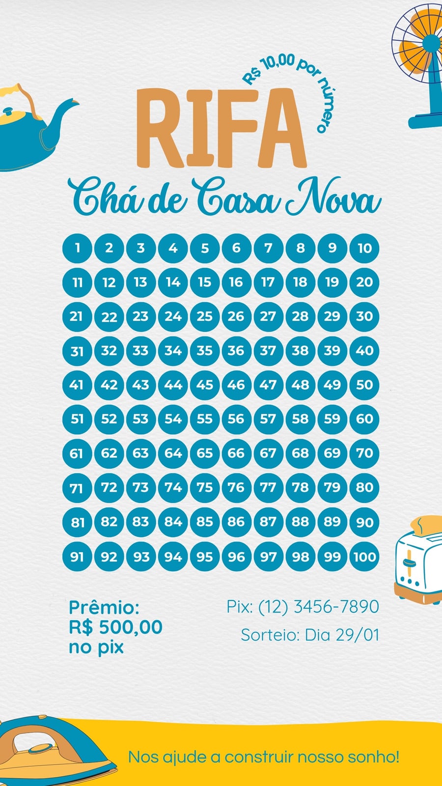 Story do instagram sorteio de rifa premio cha de casa nova azul