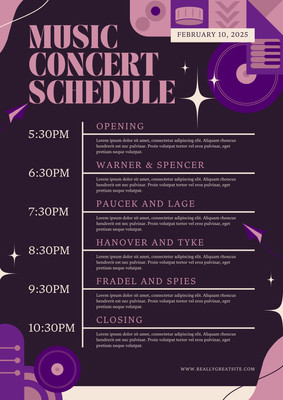 Page 3 - Free, printable, customizable concert program templates | Canva