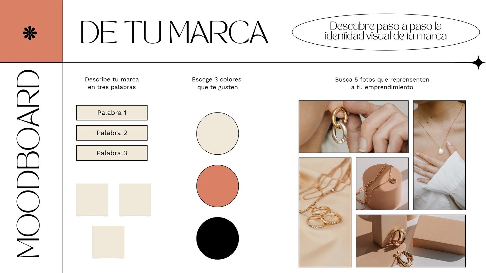 Pizarrón virtual para emprendedora editorial en cobre con beige