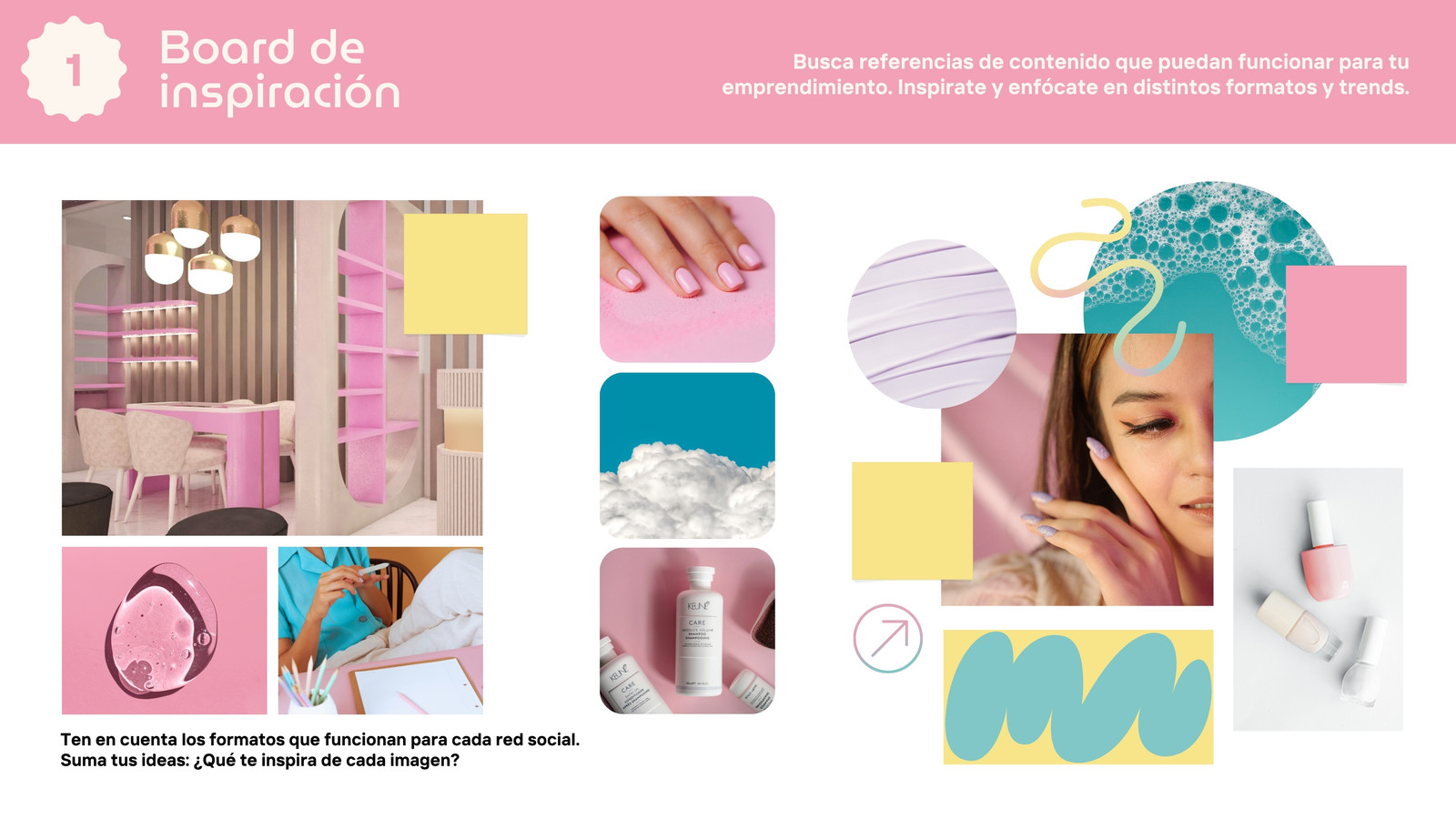 Pizarrón virtual para emprendedora femenino en rosa pastel con amarillo pastel