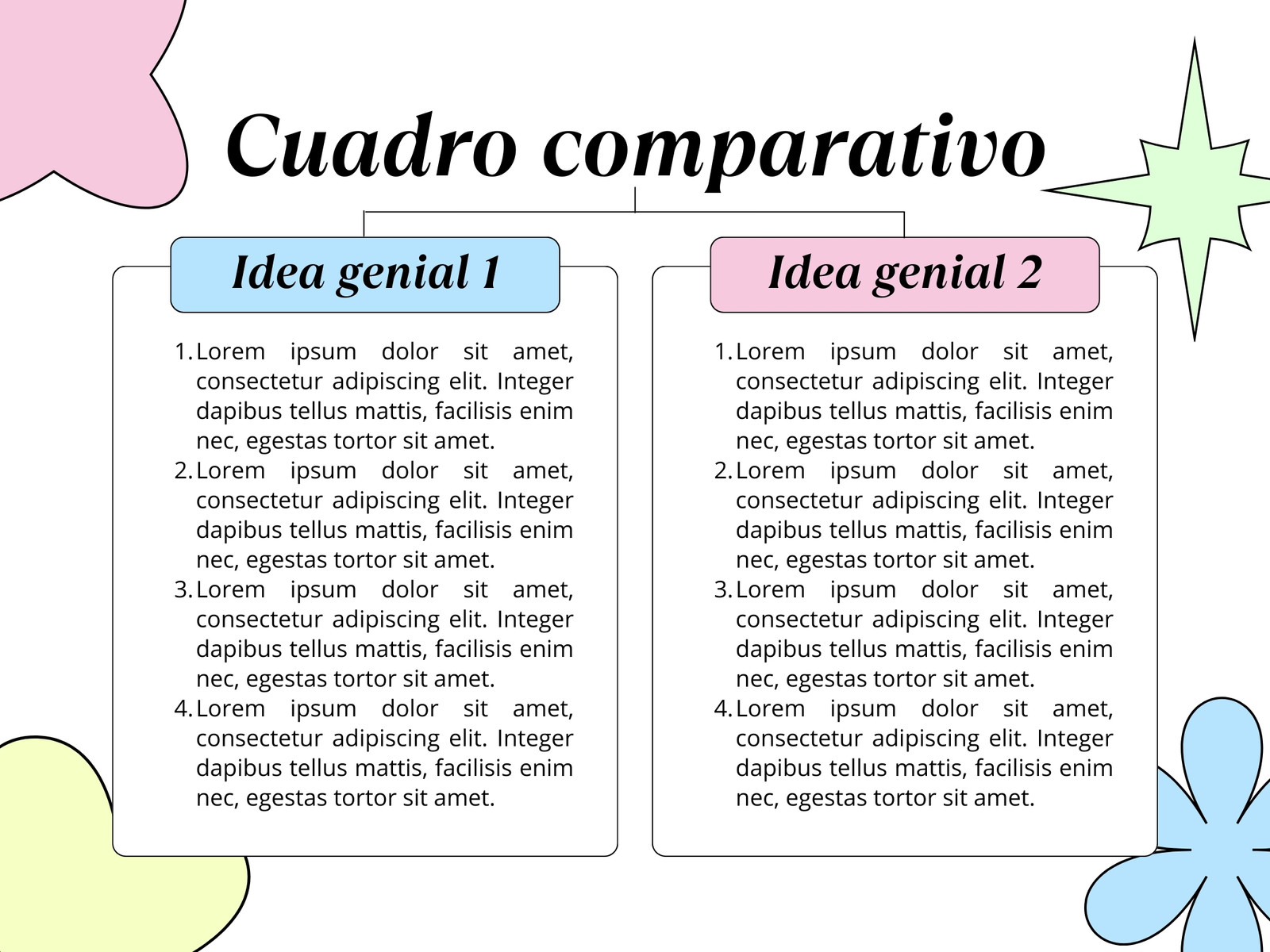 Gráfico cuadro comparativo creativo moderno rosa
