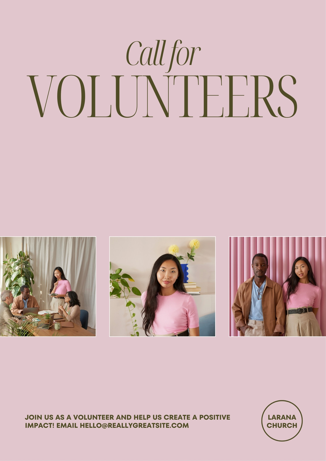 Pastel Pink Minimalist Collage Volunteer Poster