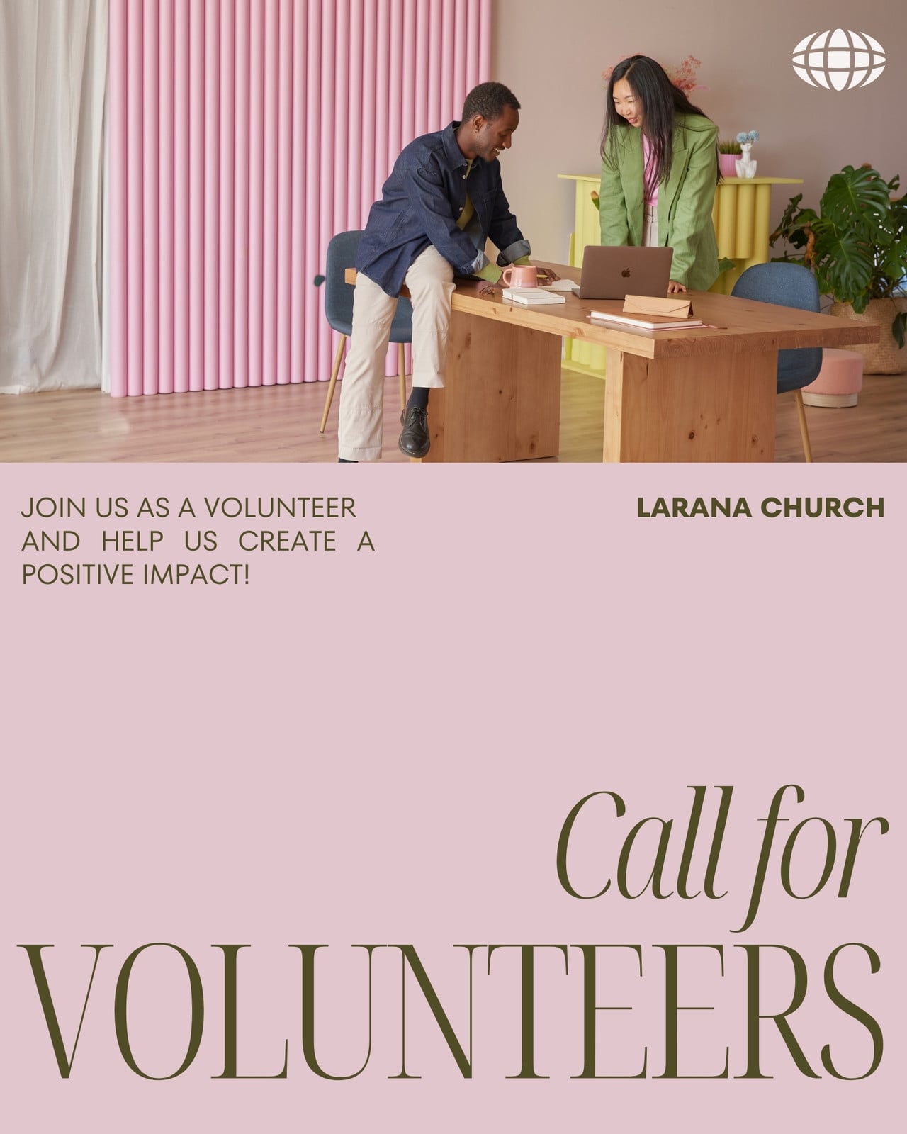 Pastel Pink Vibrant Aesthetic Call For Volunteer Instagram Post