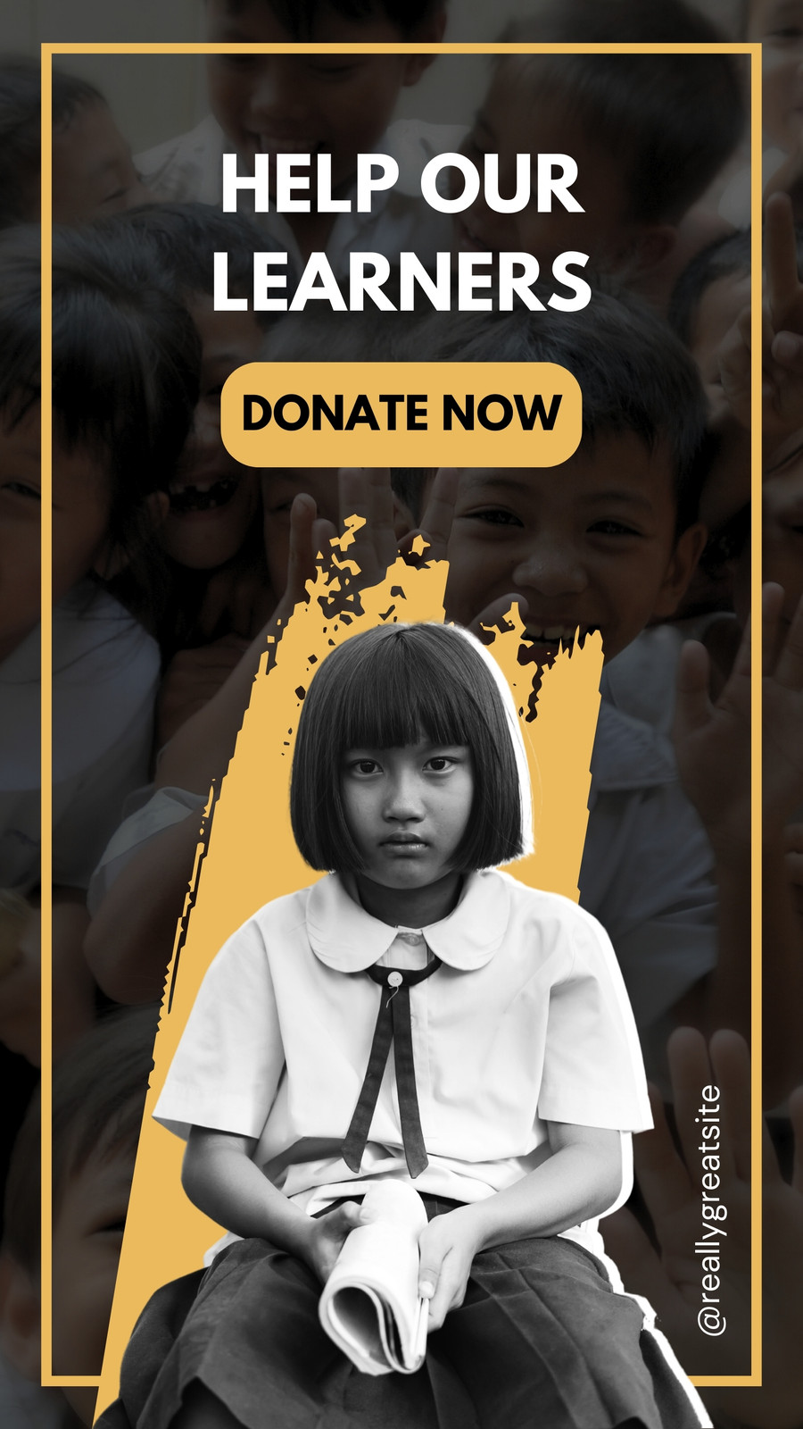 Black and Yellow Charity Education Donation Instagram Story