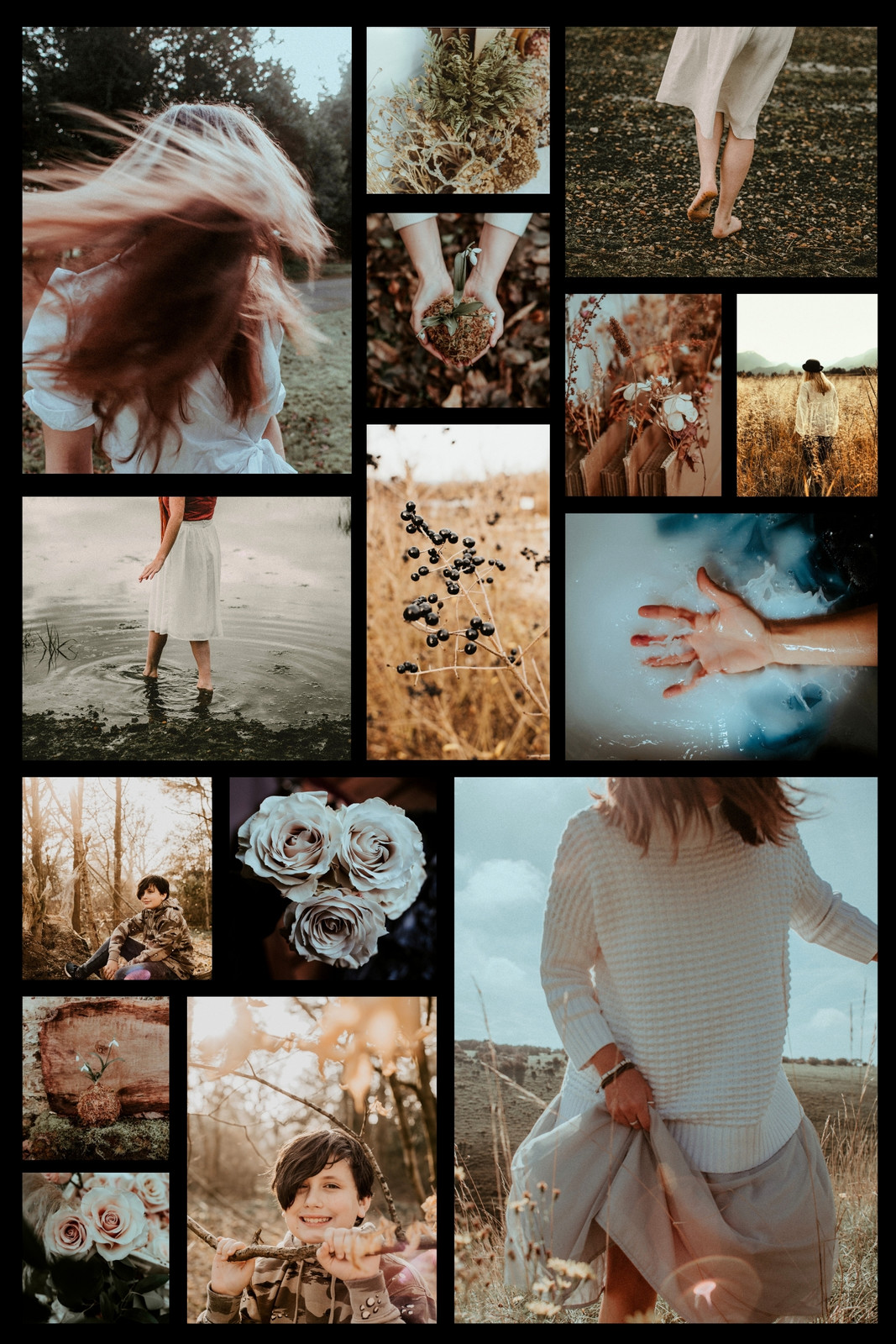 Collage Cuadricula de Fotos Moodboard Aesthetic Negro