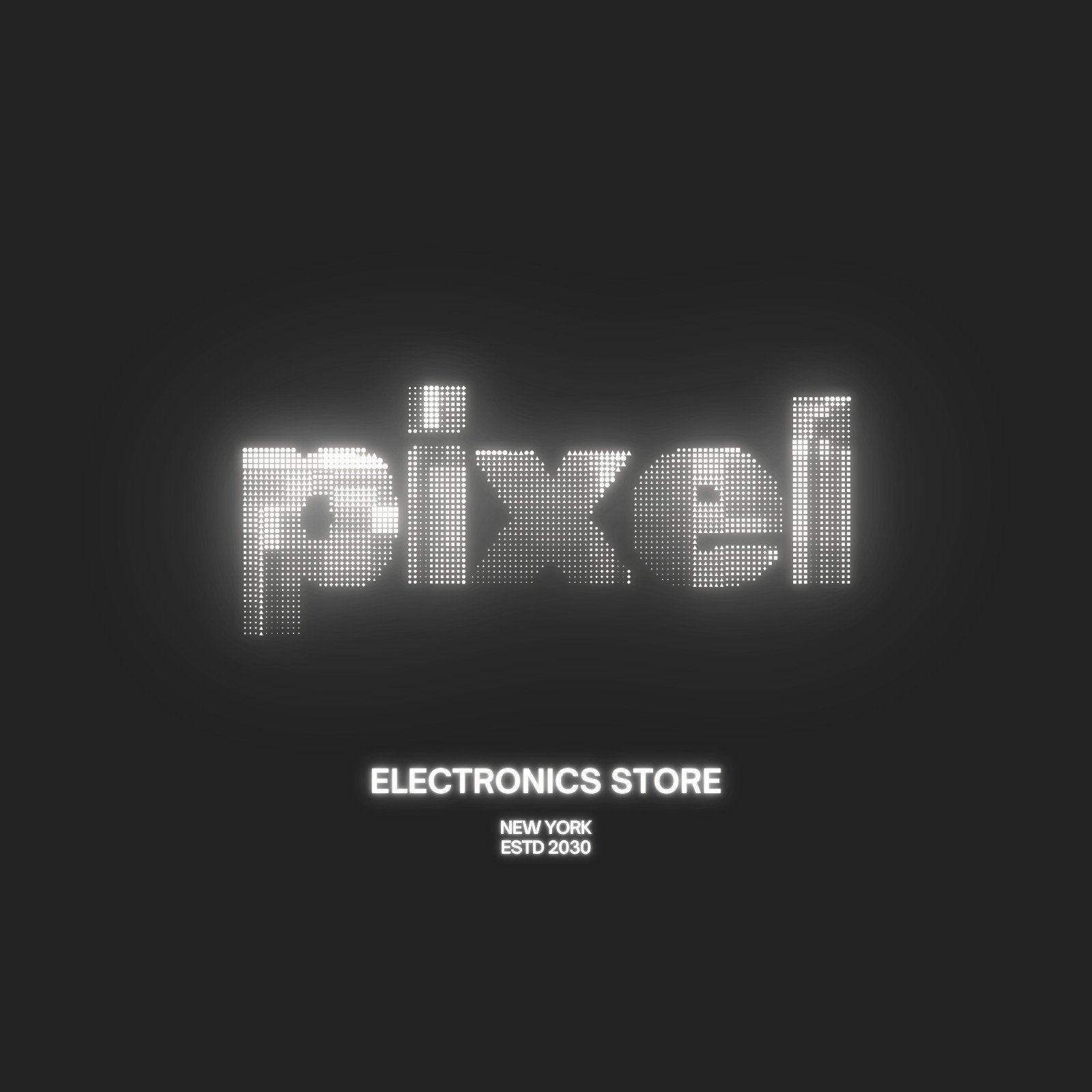 Black White Simple Modern Neon Griddy Bold Technology Pixel Electronics Store Logo