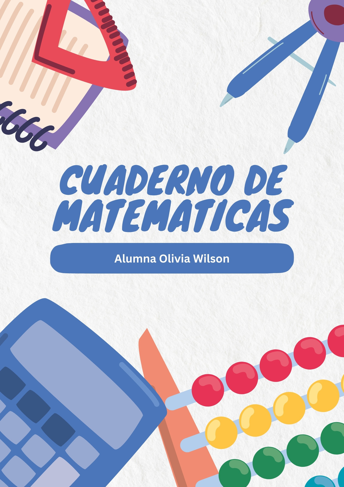 Portada de matemáticas - Cuaderno - Ilustrativa, digital, gris y azul