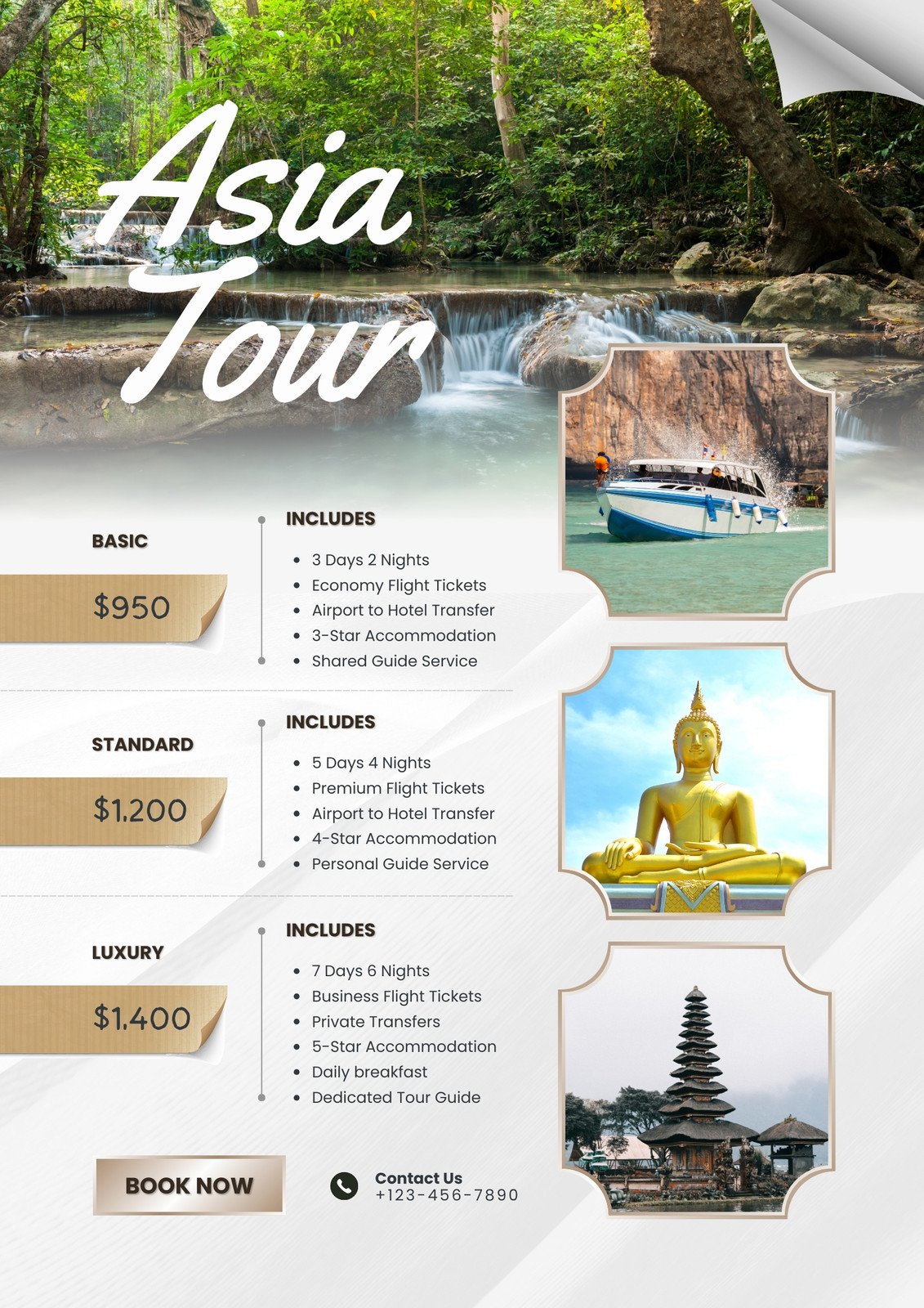 White and Brown Modern Tours and Travels Agency Promotion Flyer