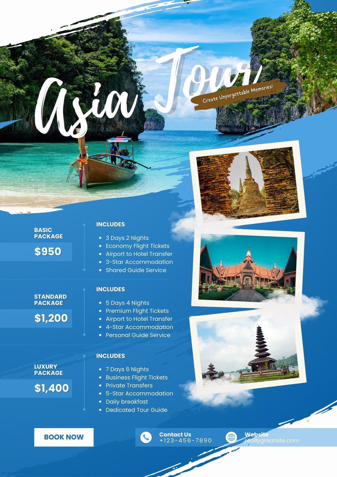 Blue and White Modern Tours and Travels Agency Promotion Flyer