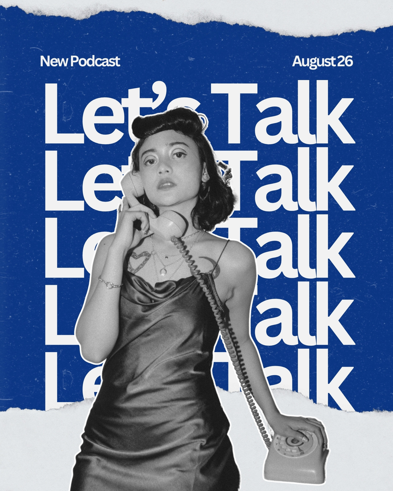 Blue and White Modern Lets Talk Podcast Announcement Instagram Post