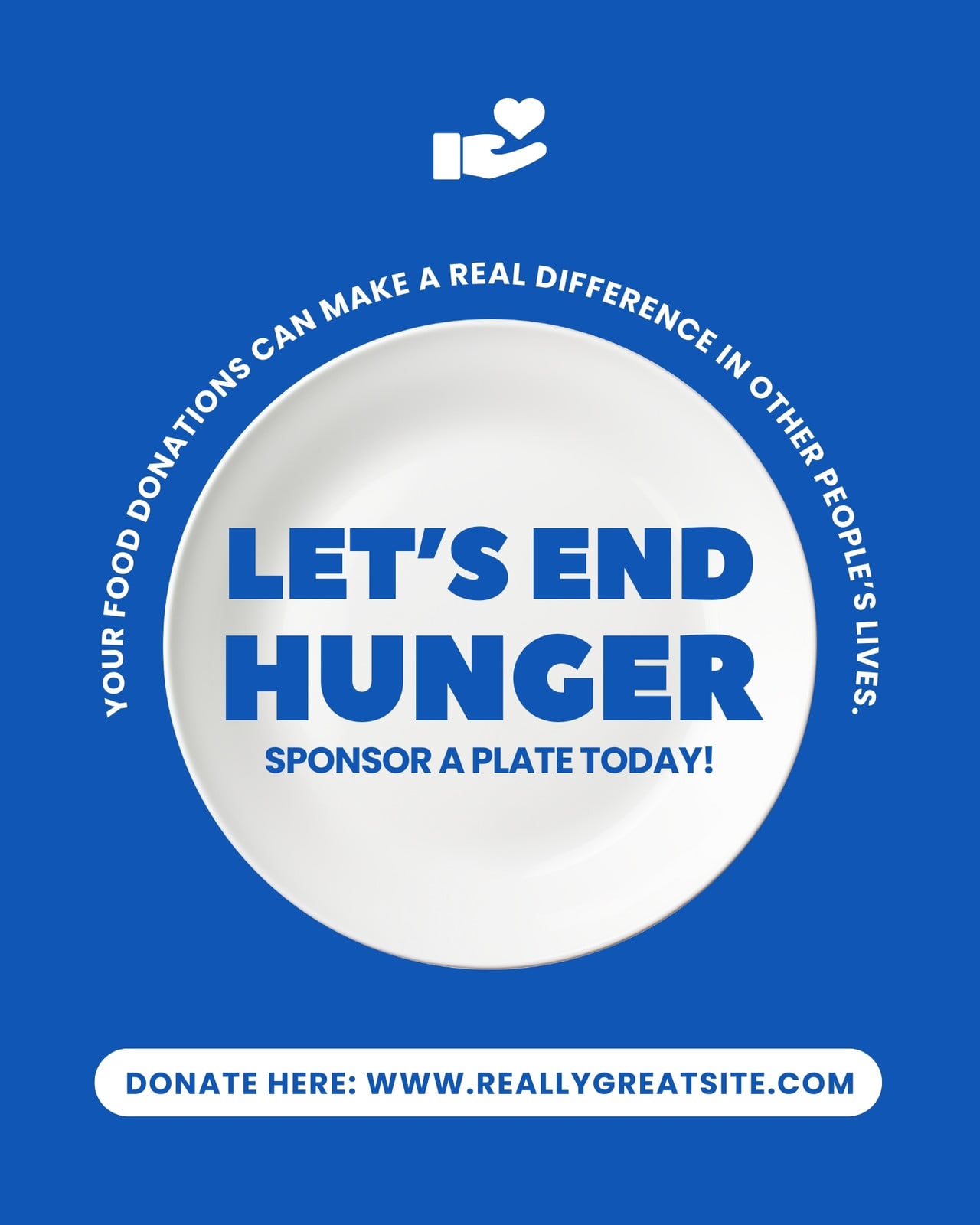 Blue White Modern Clean Food Donation Campaign Instagram Post