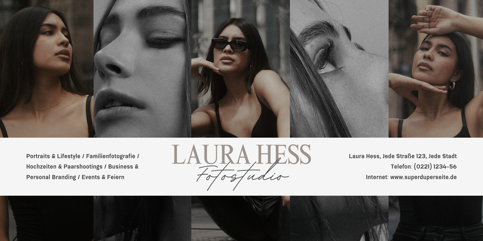 Weiß Schwarz Elegant Ästhetisch Collage Business Fotografie Foto Name Banner Weiß Schwarz Elegant Ästhetisch Collage Business Fotografie Foto Name Banner