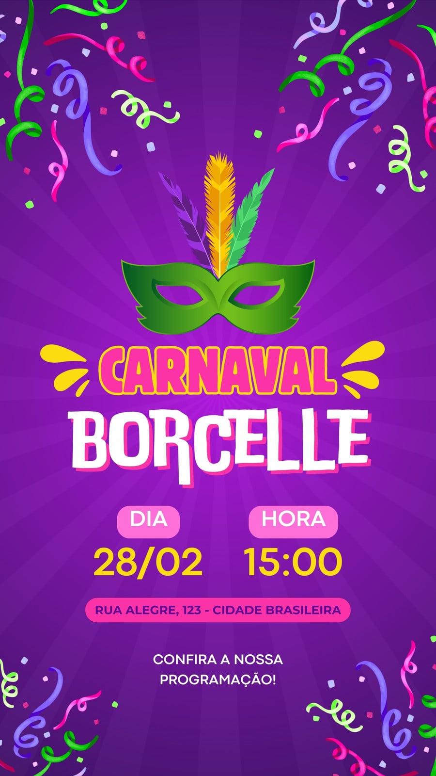 Carnaval festivo bloco de carnaval story do instagram