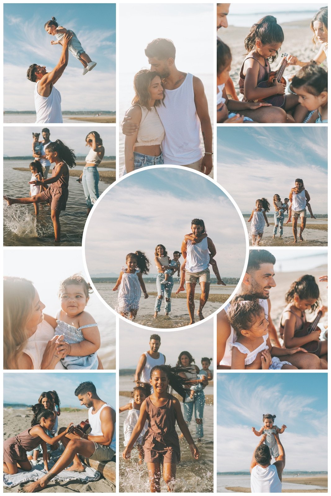 Blue and Brown Minimalist Family Photo Collage