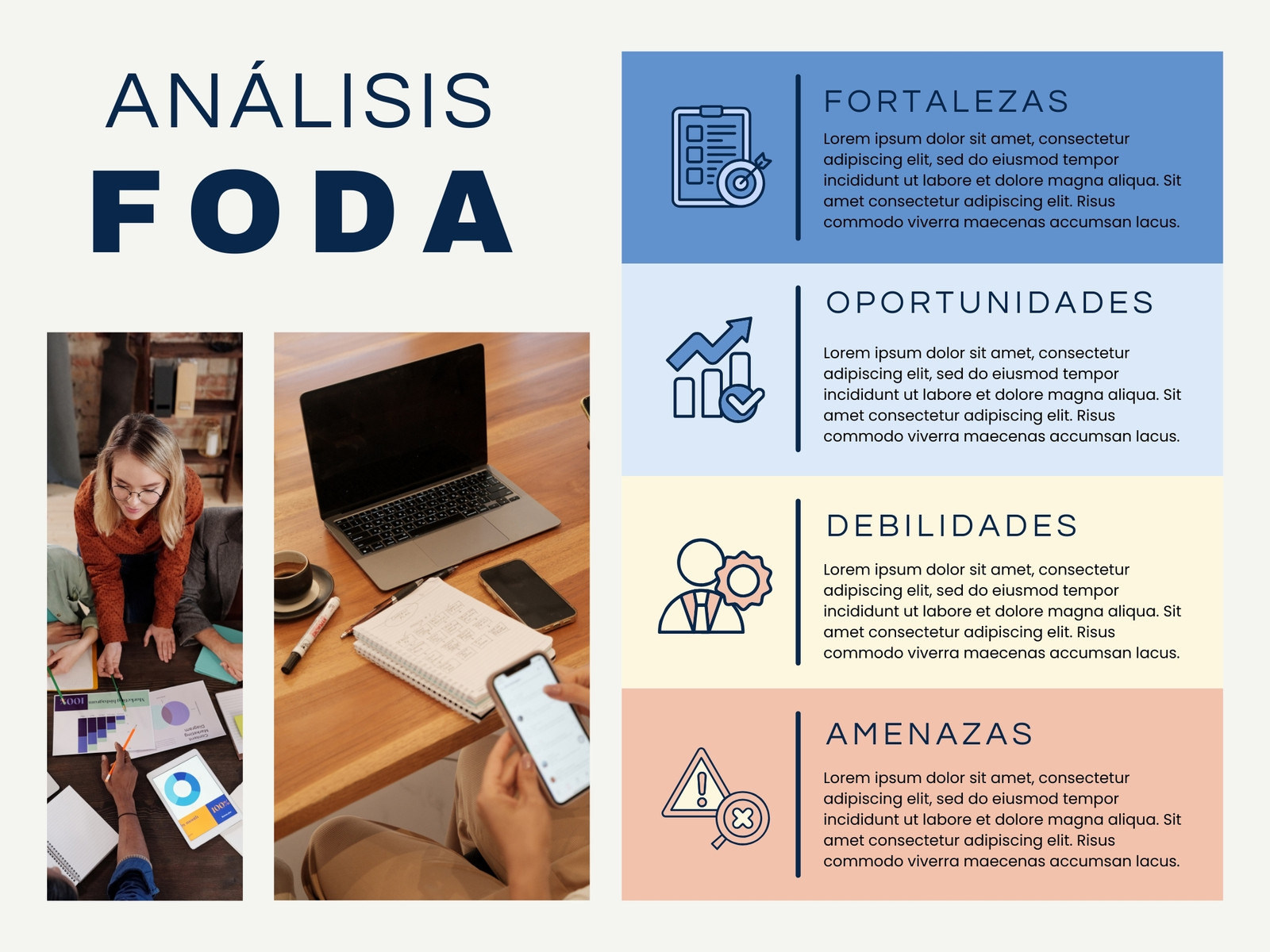 Gráfica Análisis FODA Minimalista Azul 