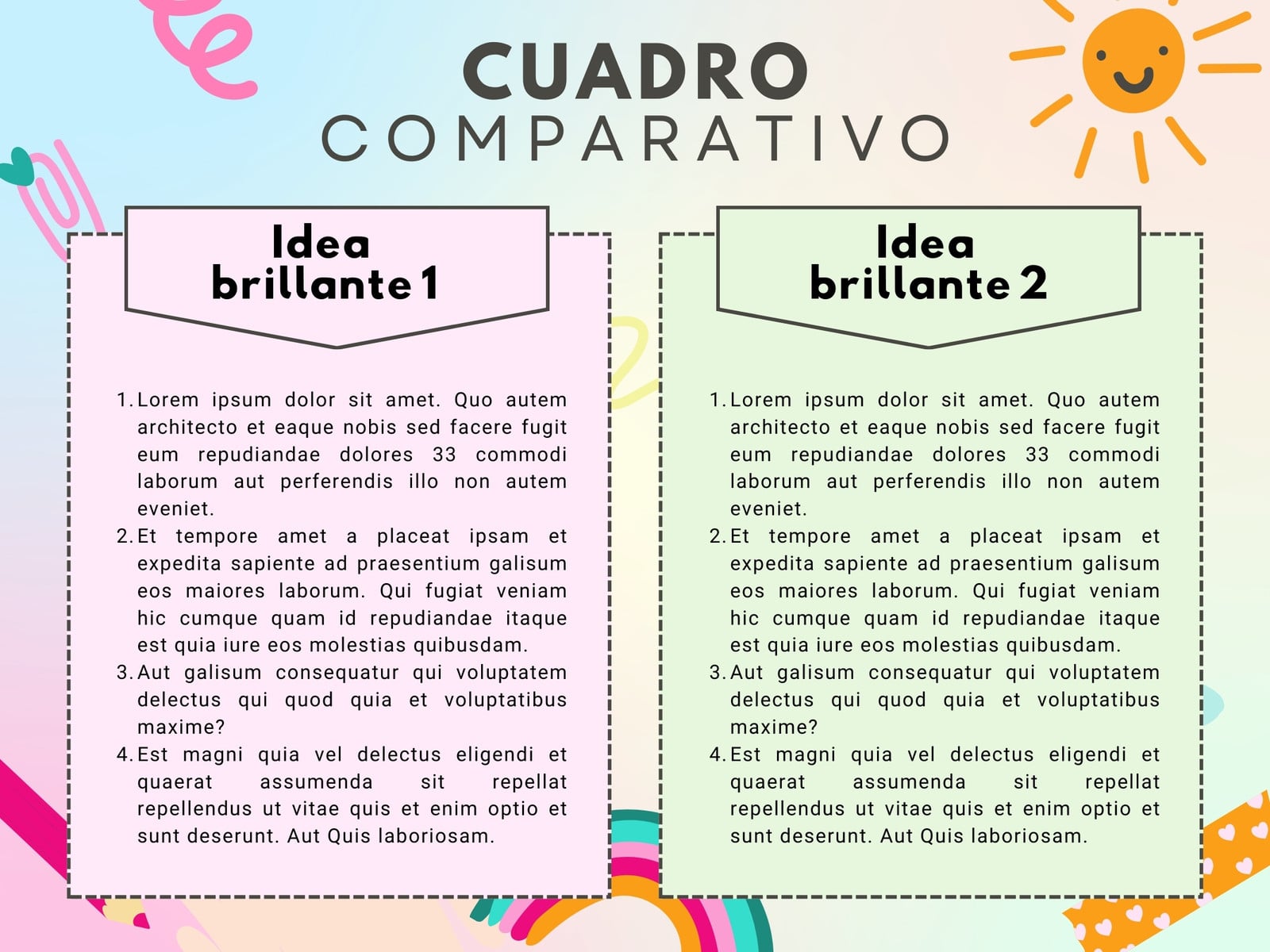 Gráfica Cuadro Comparativo Ilustrativo Retro Rosa Beige