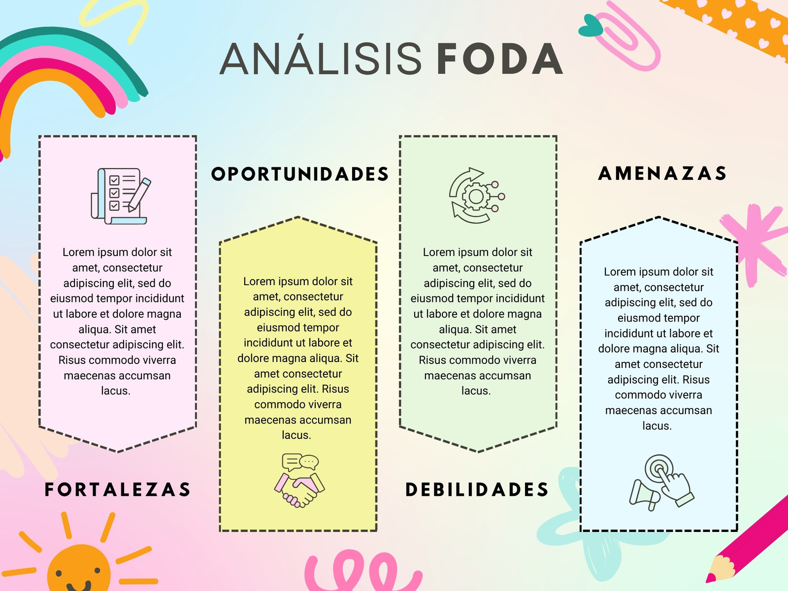 Análisis FODA - Ilustrativo, retro, rosa y beige - Matriz FODA