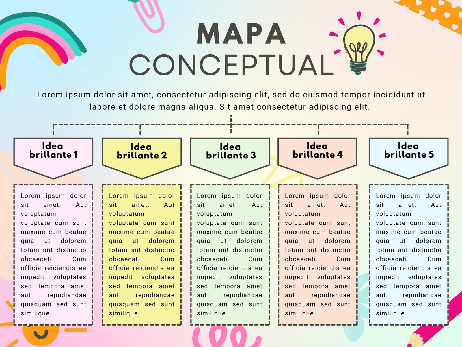 Gráfica Mapa Conceptual Ilustrativo Retro Rosa Beige