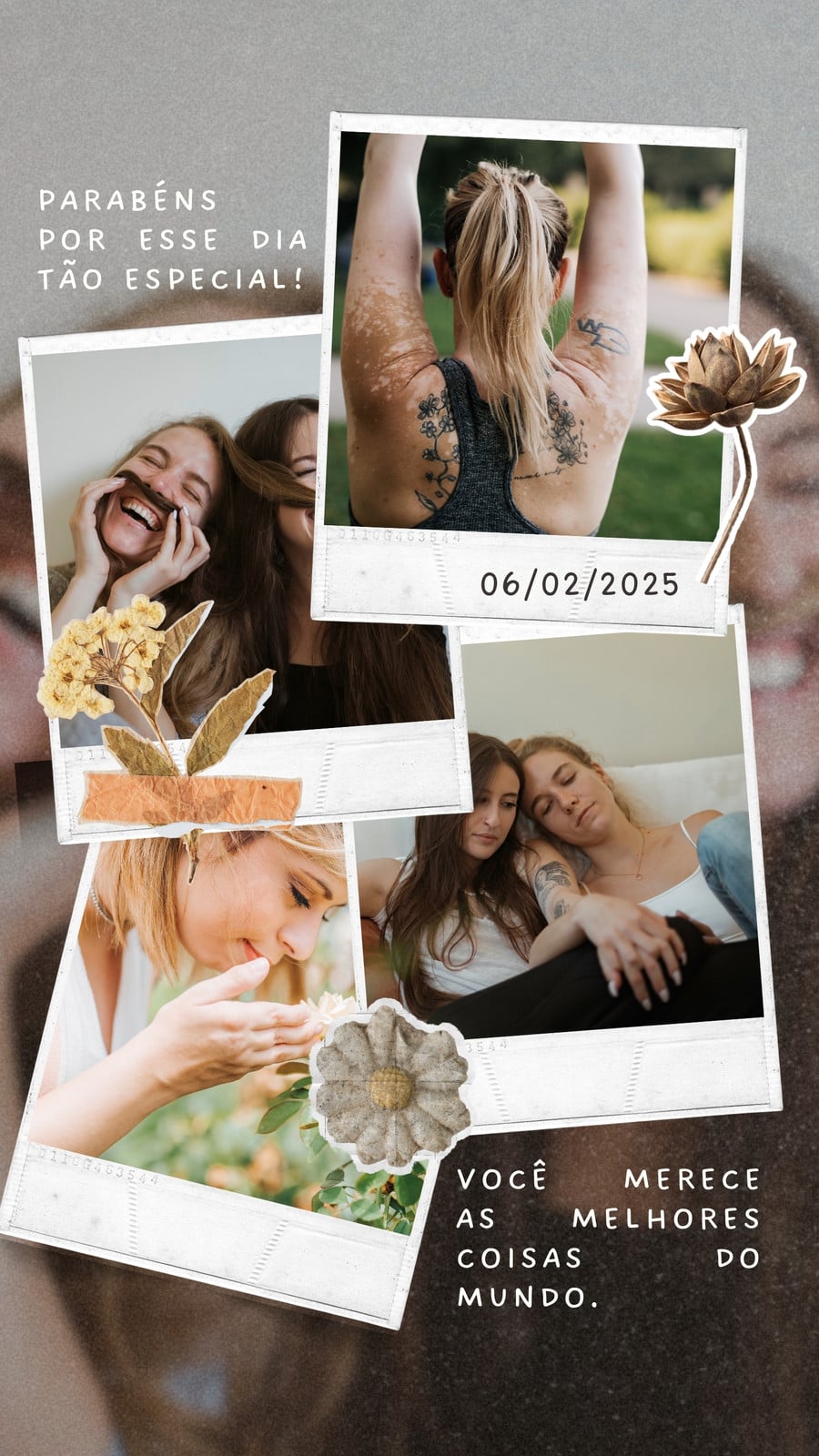 Story do instagram feliz aniversário moderno marrom
